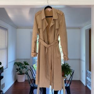 Tan Philosophy Faux Suede Trench Coat